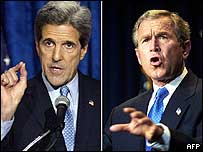 John Kerry (sol) ve George Bush