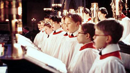 Carol singers from Kings College, Cambridge