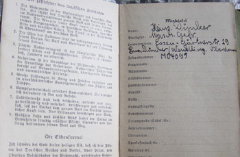 Submariners book showing the name of the owner