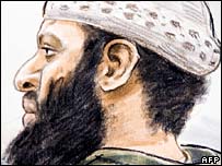 Zekeriya Musavi'nin mahkemedeki görüntüsüne ilişkin çizimler