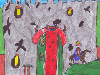 Brenin Gwrtheyrn yn gadael ei lys enfawr