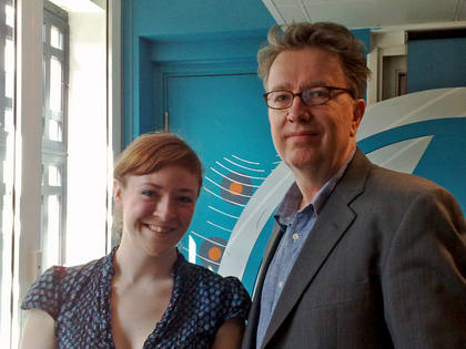 Kat Flint with Tom in the 6 Music Hub