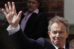 Tony Blair in Sedgefield where he announced the date of his departure as Prime Minister - May 10, 2007. Photo John Giles/PA Wire