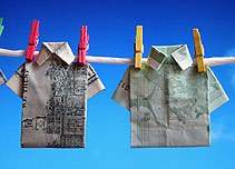 Shirts hanging on a washing line