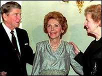 रोनल्ड रीगन, नेंसी रीगन और मार्ग्रेट थैचर