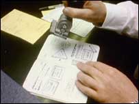 Passport being stamped 