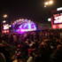 A view of the Proms In The Park stage lit up in the night sky