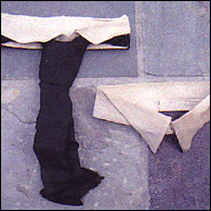 Collar and tie Left: home made Right: manufactured