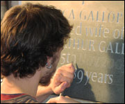 Stone carving apprentice