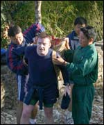 At the end of the race