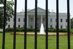 The White House behind security bars