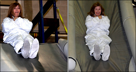 Maggie Philbin shooting down the chute
