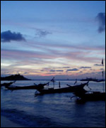 Thai fishing boats at sunset.
