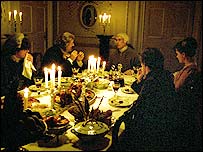 Dining in candlelight at Felbrigg Hall