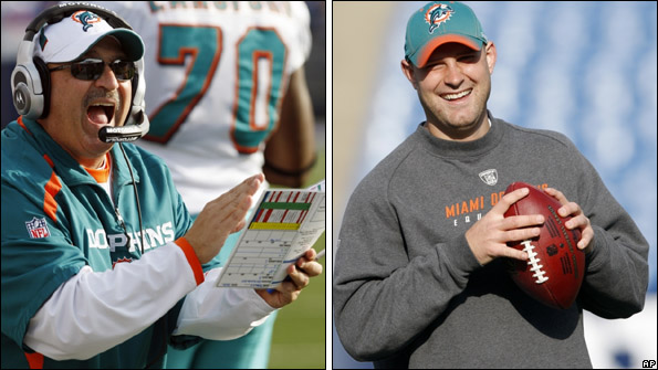 Tony Sparano and Chad Henne