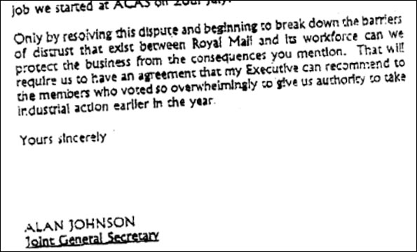 Letter from Alan Johnson