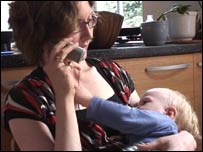 Aletta Moyse feeding her baby.