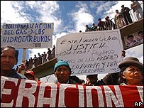 manifestantes na Bolívia
