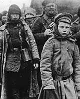 Photo of Russian prisoners marching