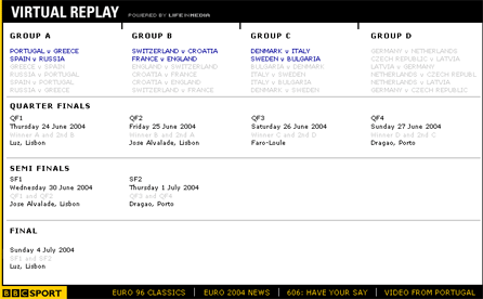 Screengrab of tournament navigation when Shockwave has first loaded