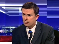 Robert Peston, on the set of the Ten O'Clock News