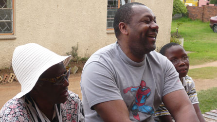 Lenny Henry at Buskaid in Soweto, South Africa