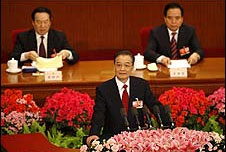 Chinese Premier Wen Jiabao has announced the biggest budget deficit in 60 years
