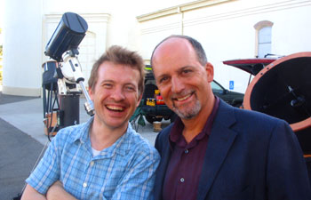 Chris Riley (l) and astronomer Geoff Marcy at the Lick Observatory