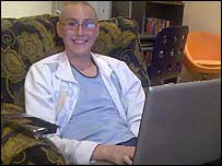 Matthew with his laptop.