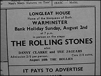 An ad for The Stones' Longleat gig in the Wiltshire Echo