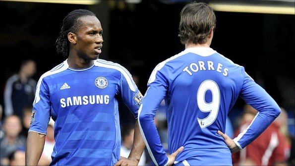 Didier Drogba (left) and Fernando Torres in action for Chelsea.