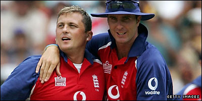 Gough and Vaughan in action for England