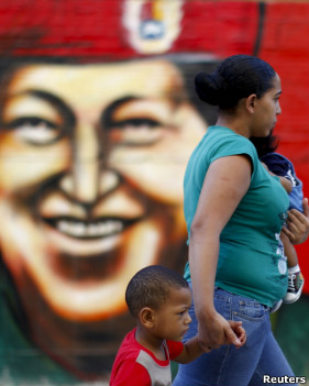 Mural del presidente Hugo Chávez.