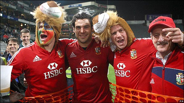 Lions fans with Mike Phillips in Durban