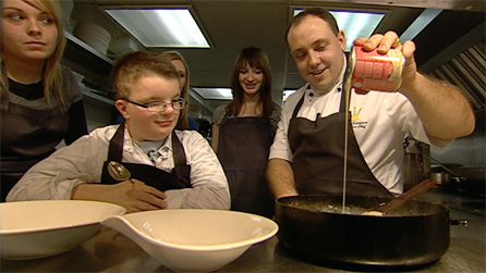 James Sommerin with children and teenagers from Portland Street
