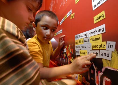 Children engage with the story of the Great Fire