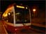 Fromt view of Croydon tram at night