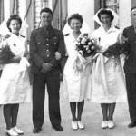 Jessie 2nd right at Joan and Gwyn's wedding 1945 Bari, Italy