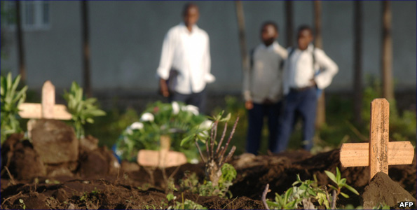 Children in a graveyard in eastern Democratic Republic of Congo