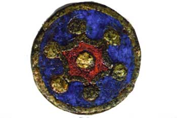 A copper-alloy enamelled disc brooch