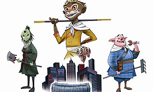 BBC Sport Olympics characters: (l to r) Sandy, Monkey and Pigsy