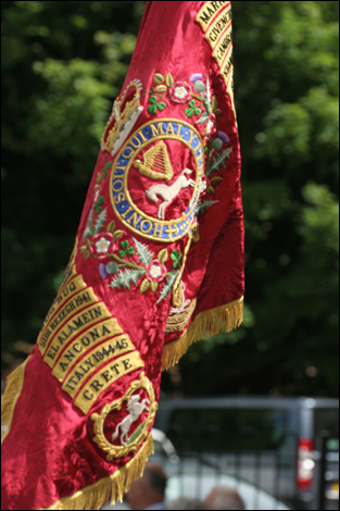 The flag of The Queen's Royal Hussars on parade in Worcester