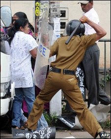 Police batton charging pro-ooposition protesters in Sri Lanka (file photo)