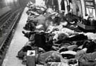 Photograph showing a London Tube Station used as a bomb shelter