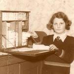 June Kibby aged 11 with the first aid box she raised money to buy for her father's firewatching group in St Mark's Street, Gloucester, in 1940