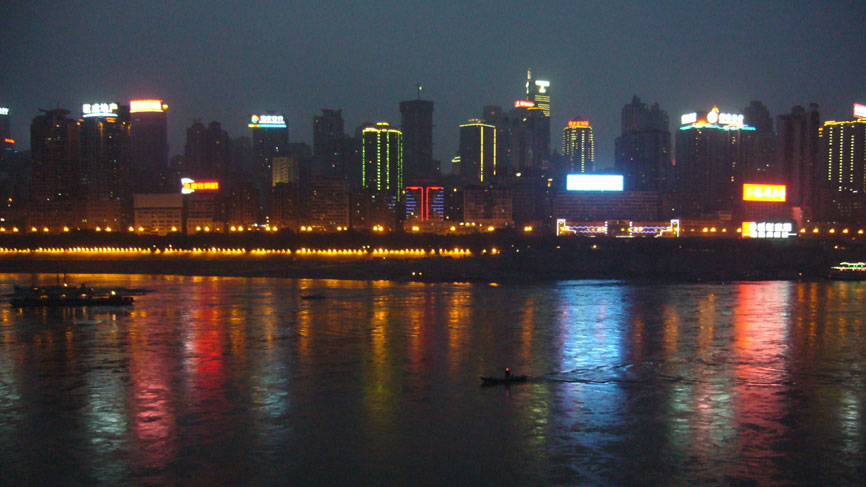 City and river by night - Chongqing.