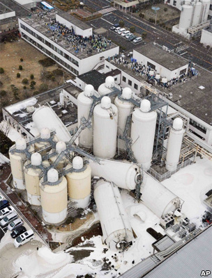 Collapsed brewery, Sendai, Japan (AP)
