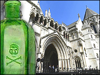 Poison bottle and the Royal High Courts in London