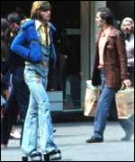 Man in flares on the Kings Road in the 1970s