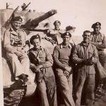 Stanley Painter's tank crew colleagues in 1944 - the caption on the back of the photo reads: "Suez Road 1944"